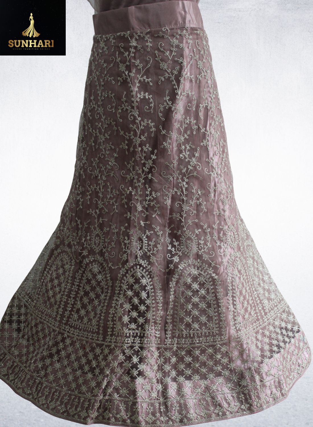 Premium Dusty Pink Zari Embroidered Lehenga