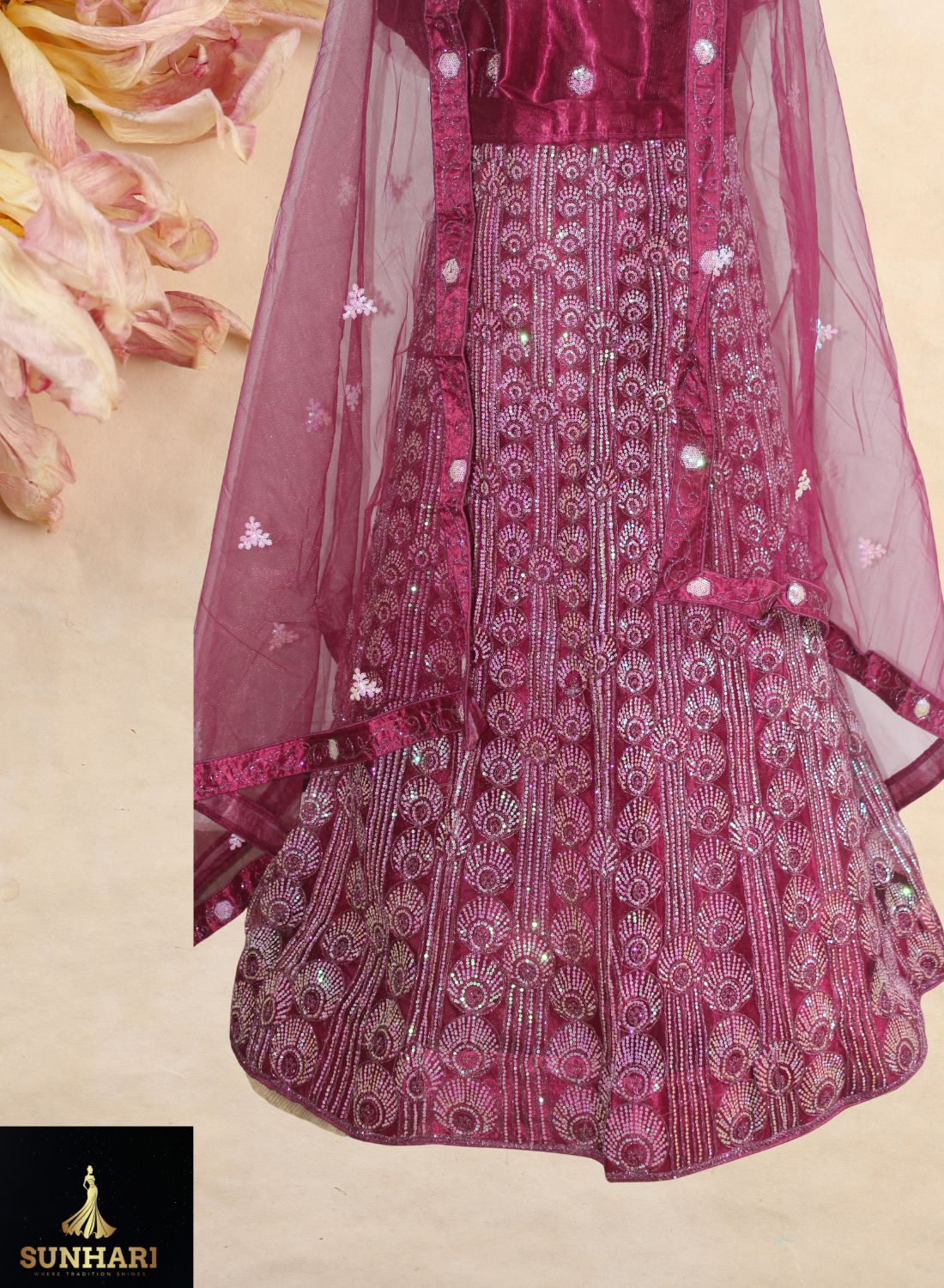 Regal Magenta Sequin & Zari Embroidered Lehenga