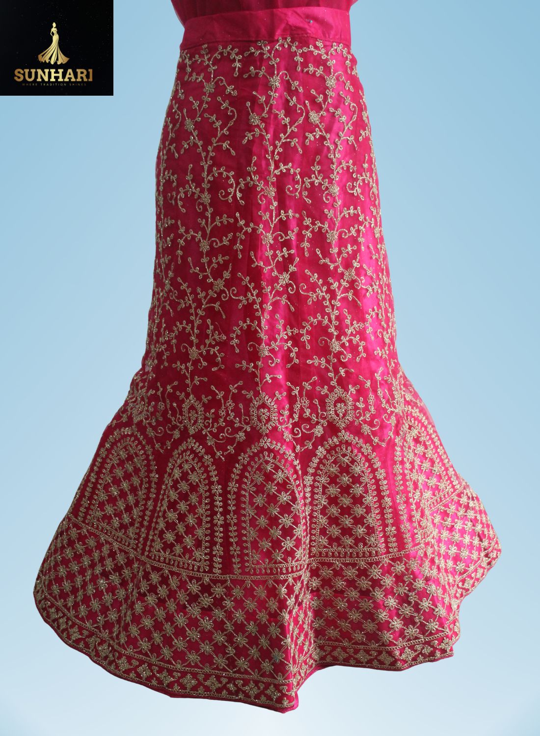 Fuchsia Pink Royale Zari Embroidered Bridal Lehenga