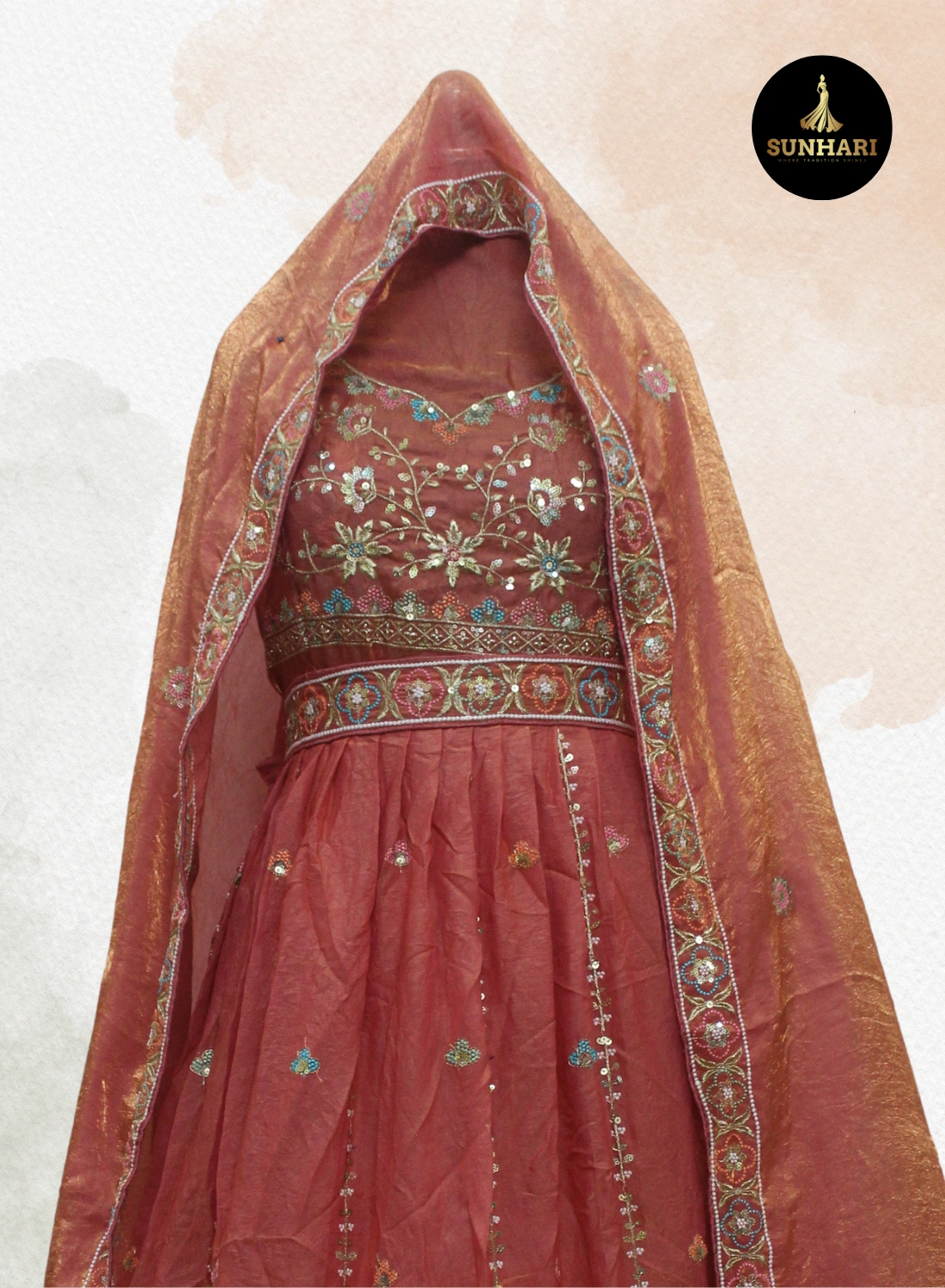 Rust Royale Peacock Handcrafted Designer Lehenga