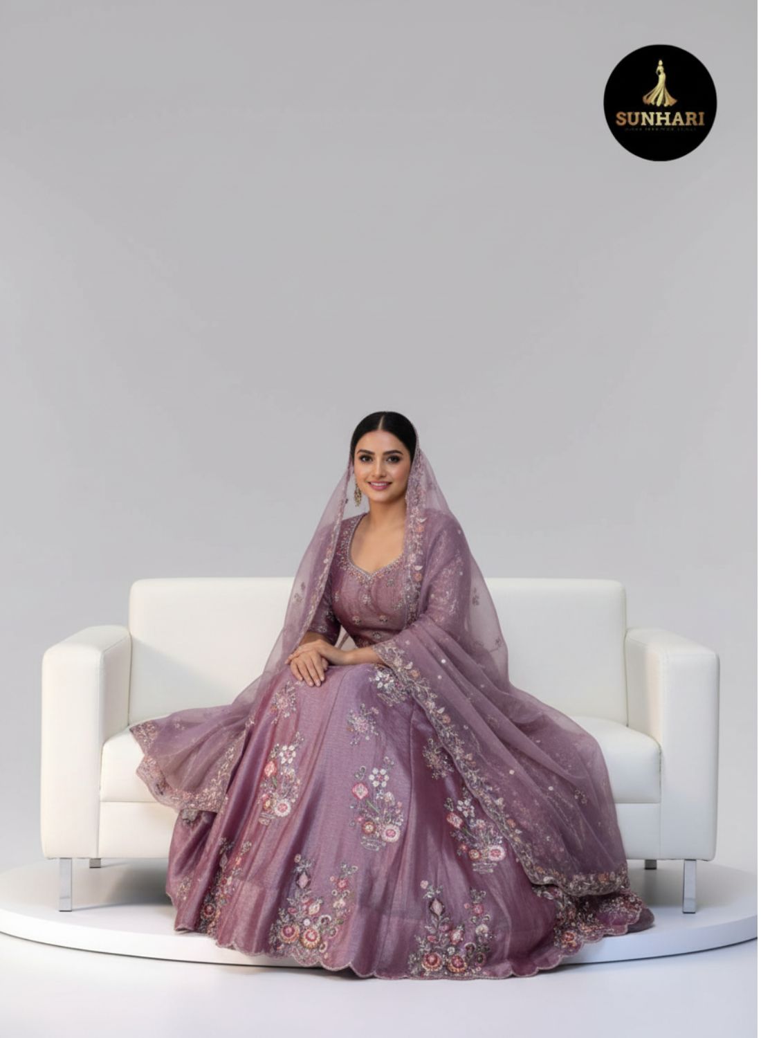 Lavender Dream Handcrafted Organza Lehenga