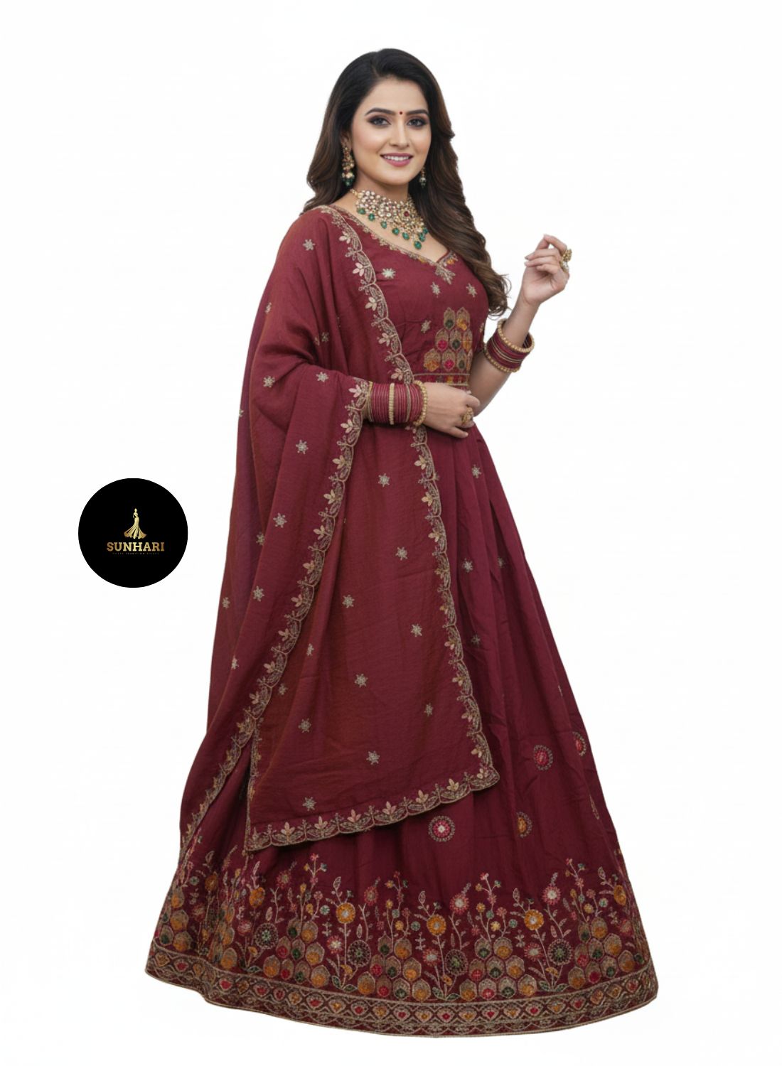 Maroon Majesty Patchwork Lehenga