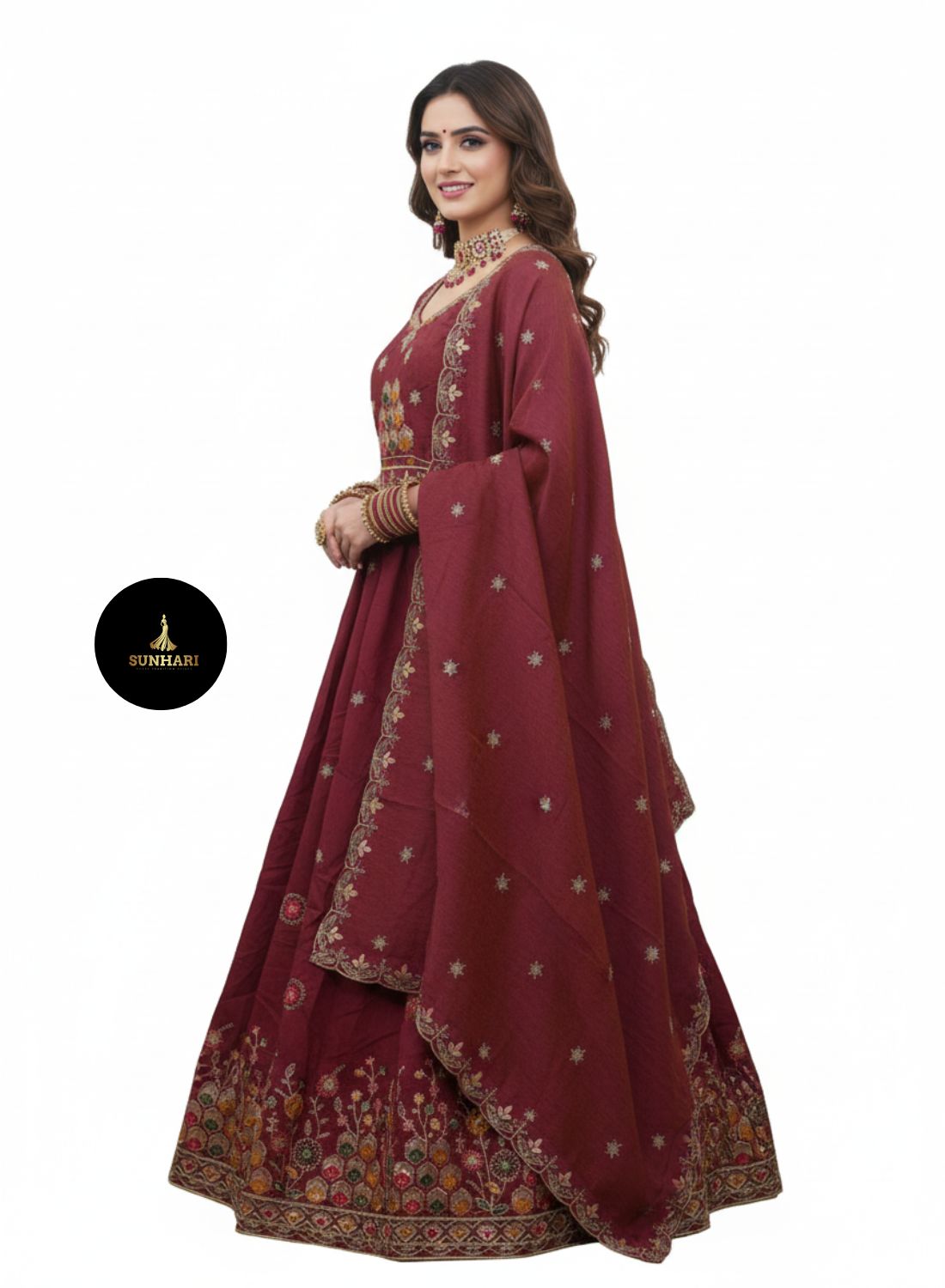 Maroon Majesty Patchwork Lehenga