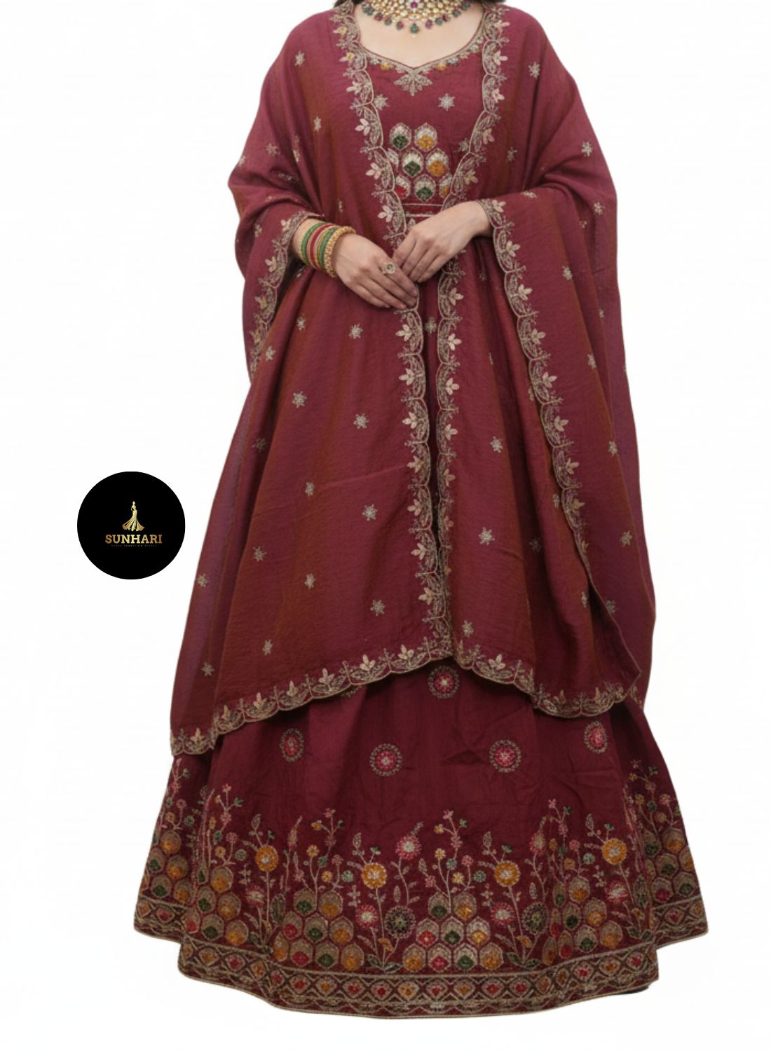 Maroon Majesty Patchwork Lehenga